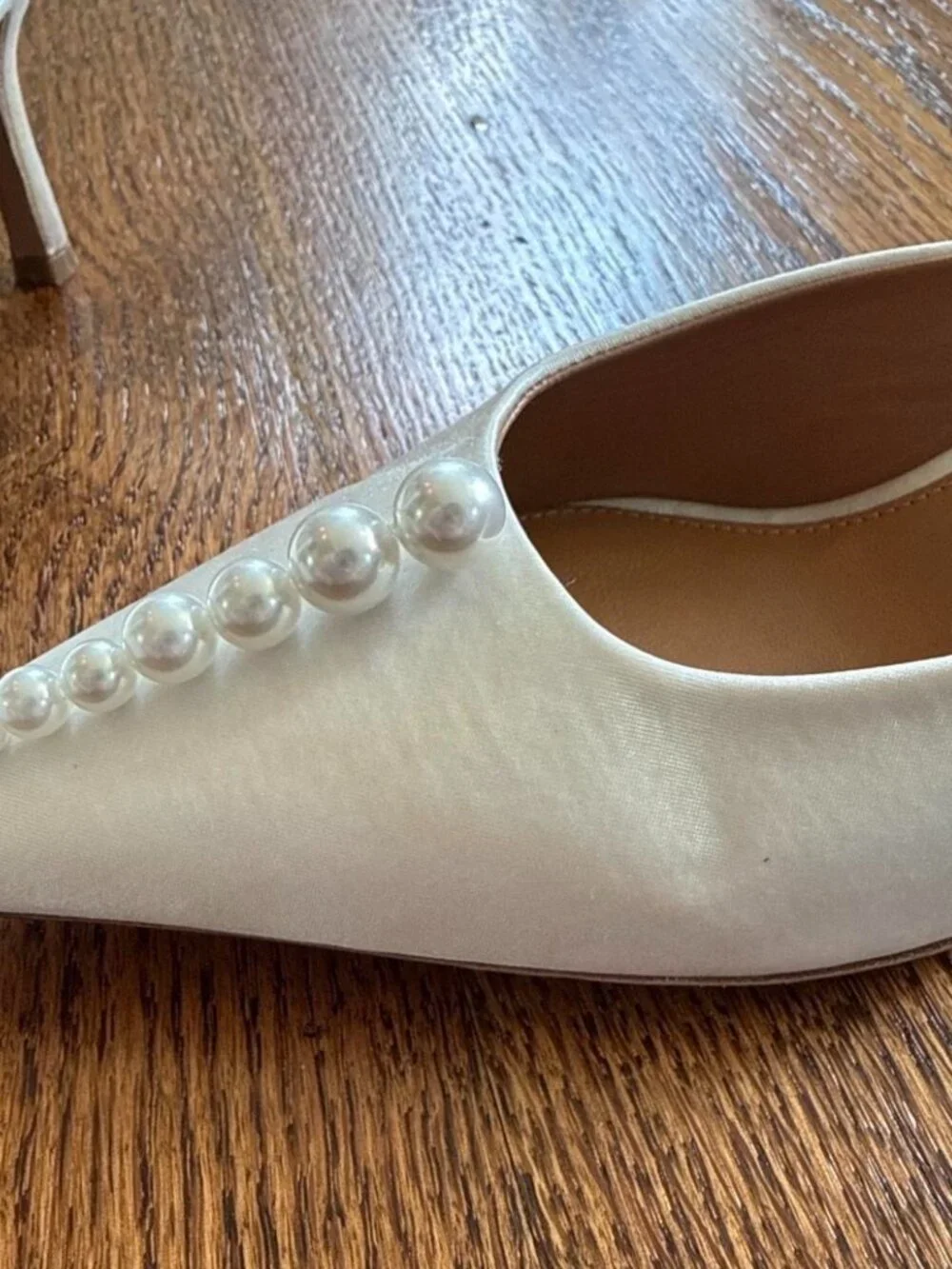 RETROFETE White pearl embellished ariel mules heels